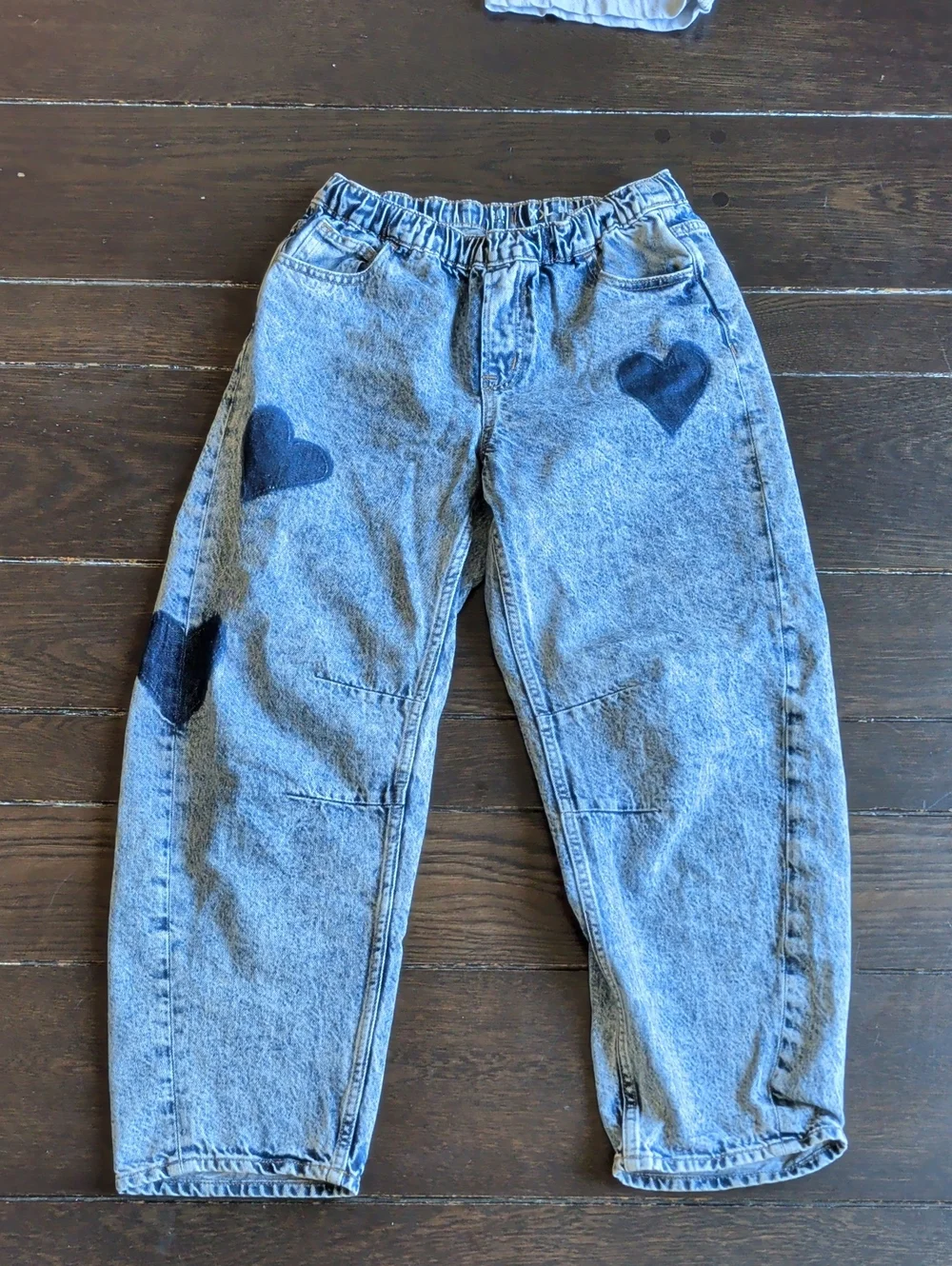 GAP Light Blue Denim Joggers with Dark Blue Heart Patches
